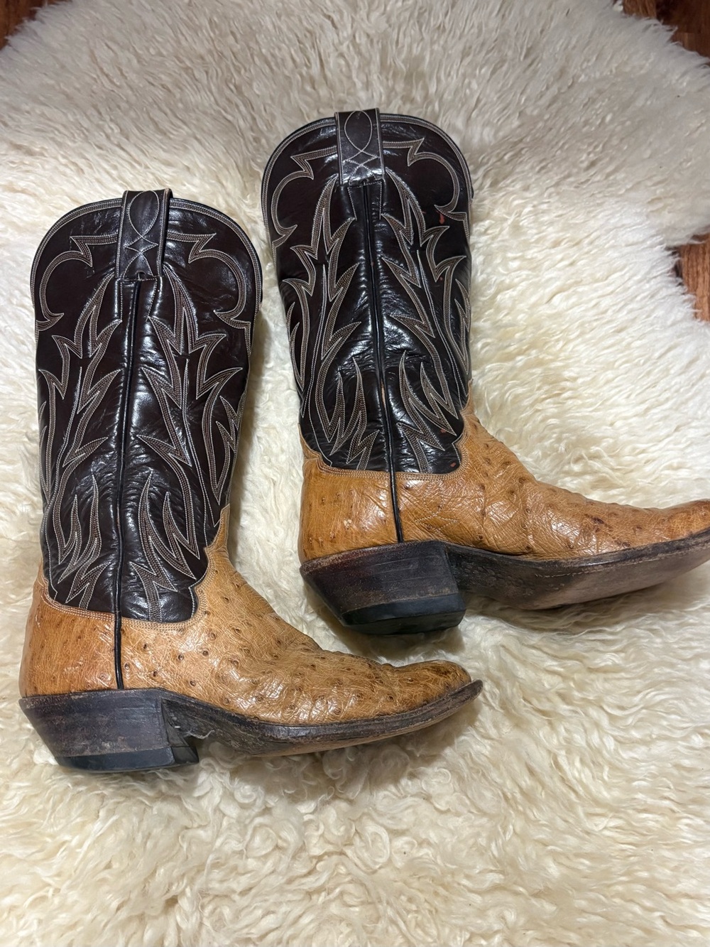 VINTAGE TEX ROBIN Custom Cowboy Boots Full Quill Ostrich Coleman Texas 6.5.